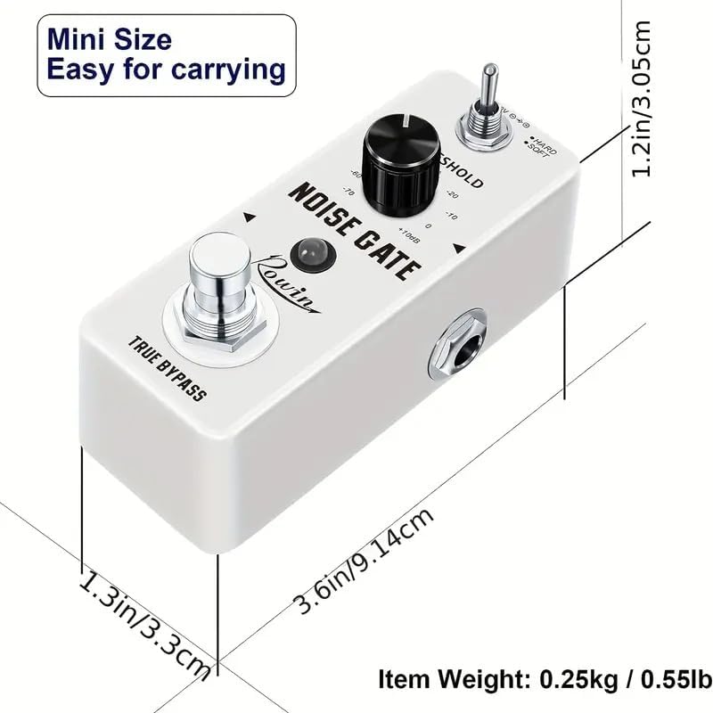 IOppWin Rowin LEF-319 Noise Gate Pedal - Dual Mode (Hard/Soft) Noise Reduction, Metal Shell, True Bypass, Compact Design (DC 9V Powered, Adapter not Included) - Image 2